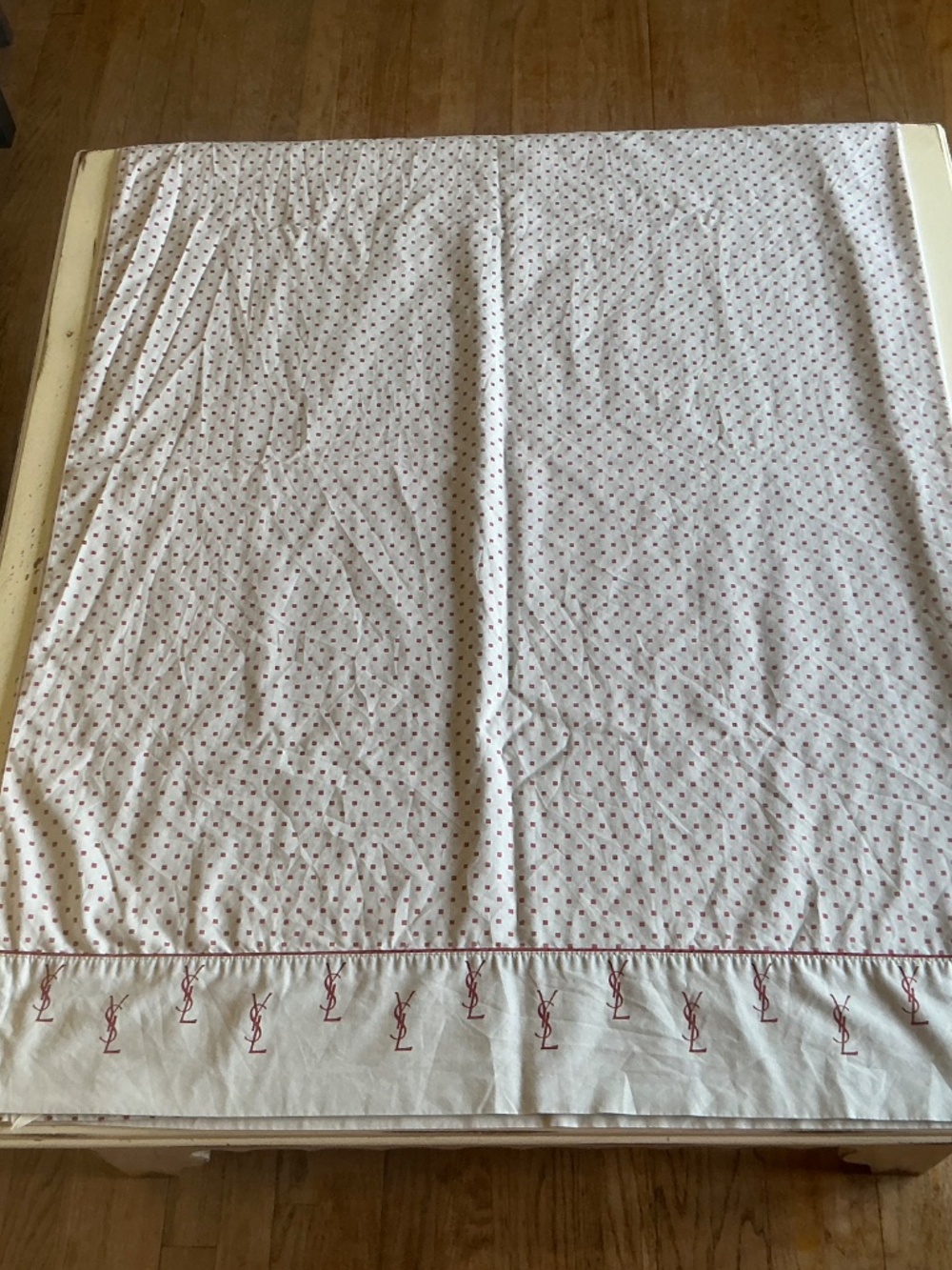 Vintage 80’s Yves Saint Laurent YSL Gray Utica Logo Twin Flat sheet *Defects* - Picture 5 of 10